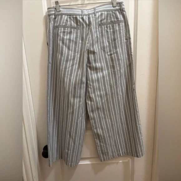 Lafayette 148 Blue And Gray Fulton Elixir Stripe Crop Wide Leg Pants Culotte